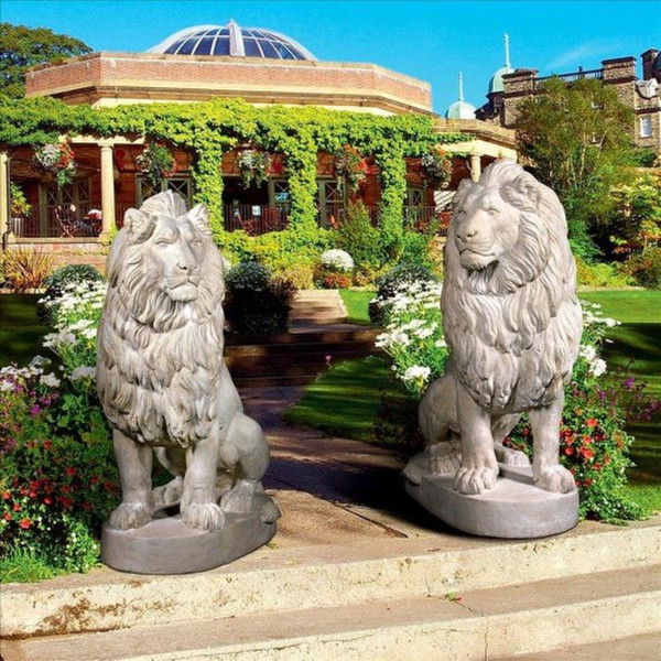 Stately Chateau Lion Statue Right